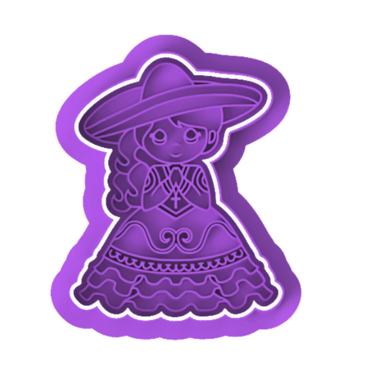 Charro Girl Cookie Cutter and Stamp with Size Options, Mexican Theme
